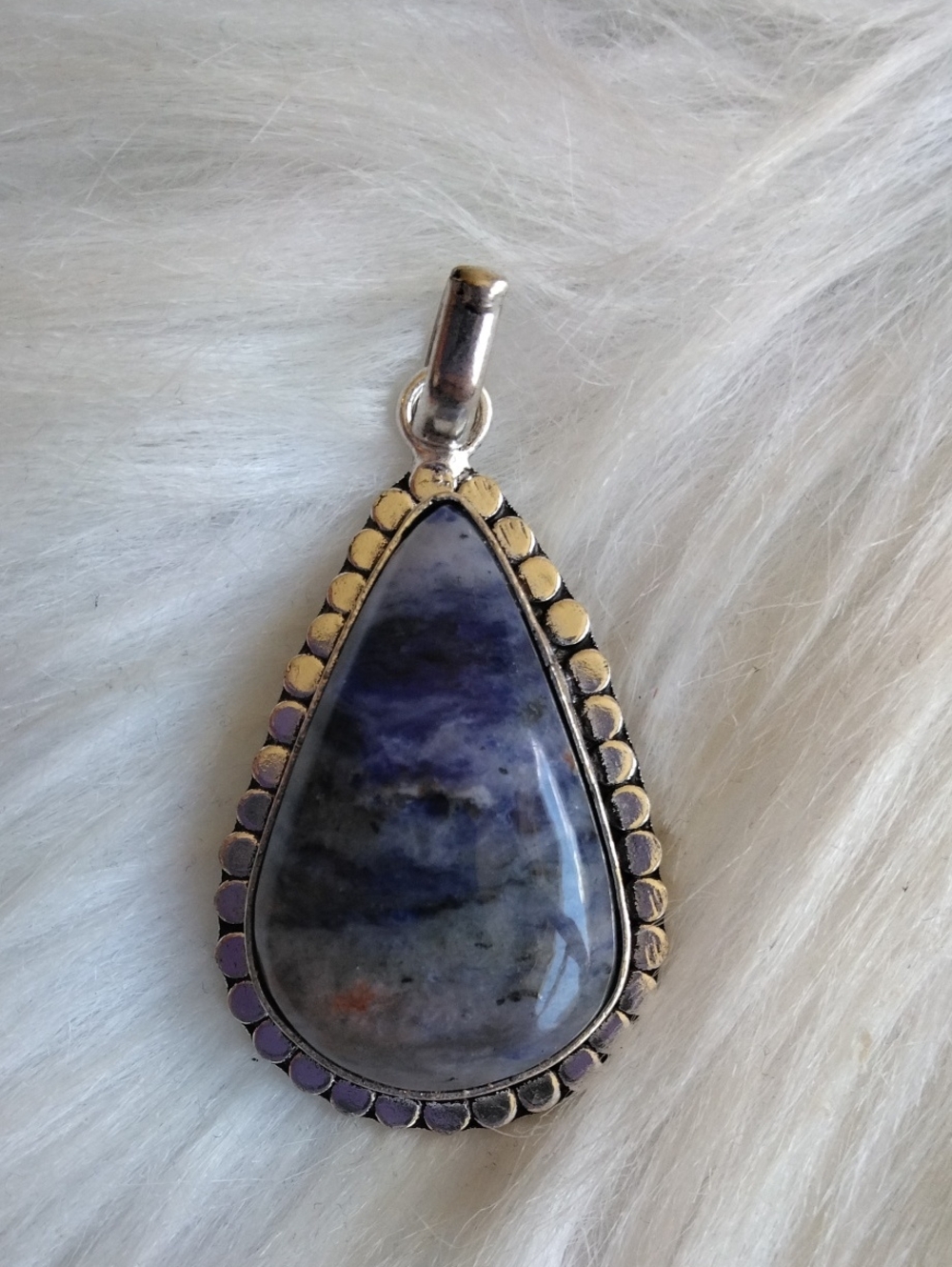 Beautiful Sodalite Silver Plated Gemstone Necklace Pendant
